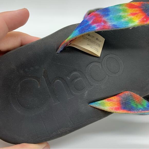 Chaco Chillos Dark Rainbow Tie Dye Flip Flop Outdoor Gorpcore River Comfort - 12 - Picture 8 of 11